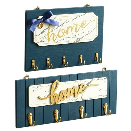 

2Pcs Wall Hanging Wooden Key Hanger Holder Coat Hook Vintage Home Space Saving Bedroom Door Back Decor