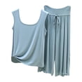 thumbnail image 2 of WCJM Plus Size Loose Fit Matching Two Piece Outfit Women Summer Short Sleeve Crew Neck Tennis Shorts Sleep Pajama Loungewear, 2 of 5