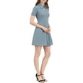 thumbnail image 5 of INSPIRE CHIC Women's Work Office Fit and Flare Mini Turndown Collared Keyhole Dress, 5 of 6
