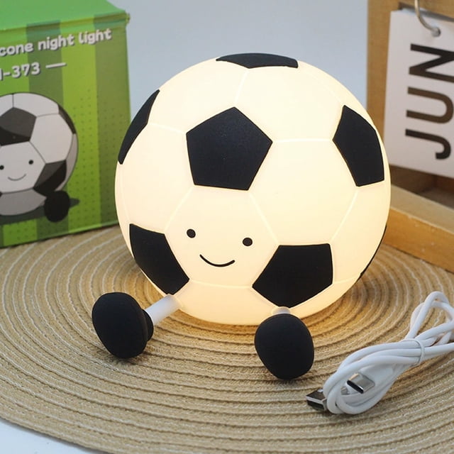 Tonnylam Lámpara de silicona con sensor de palmaditas de fútbol para niños, regalo de cumpleaños, mesita de noche, lámpara de mesa, luz nocturna