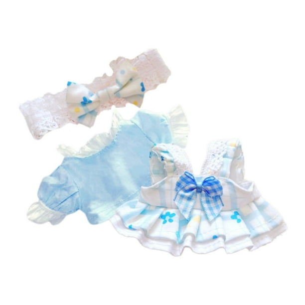 Traje de vestir para muñeca CUTICAT Ropa para muñeca de 17 cm con tocado azul