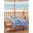 thumbnail image 2 of Outdoor Tablecloth with Umbrella Hole for Patio/Picnic/Party/Camping, Ocean Archor Waterproof Table Cloth Rectangle Table Cover Washable, Summer Rustic Nautical Coastal Beach Blue Stripes (60"x 84"), 2 of 8