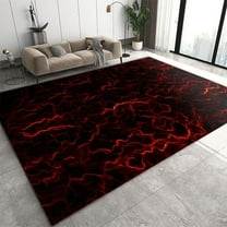 Irregular Curves Red Area Rug Entryway Rug, Black Minimalist Living Room Rug, Soft Non Slip Washable Carpet For Bedroom Office Hallway Garden Laundry Room 5' x 7'