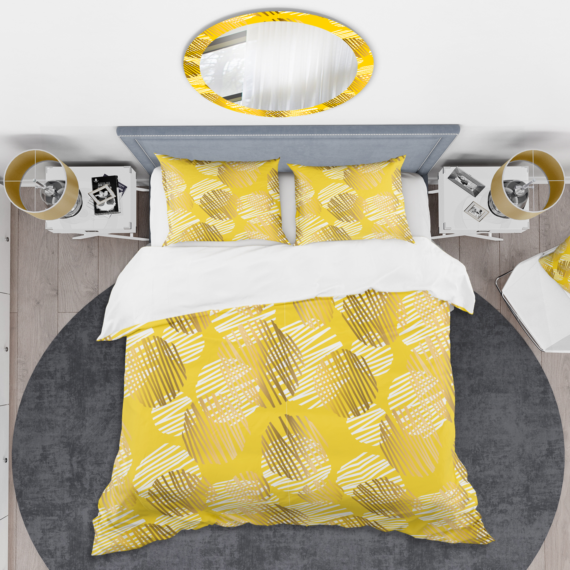 Designart 'Abstract Retro Geometric III' Mid-Century Modern Duvet Cover Set