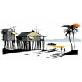 thumbnail image 4 of Coastal Piggy Bank, Sketchy Fishing Village Malay in Singapore with Houses Canoe Palms Sun Print, Ceramic Coin Bank Money Box for Cash Saving, 3.6" X 3.2", Black Grey Orange, by Ambesonne, 4 of 4