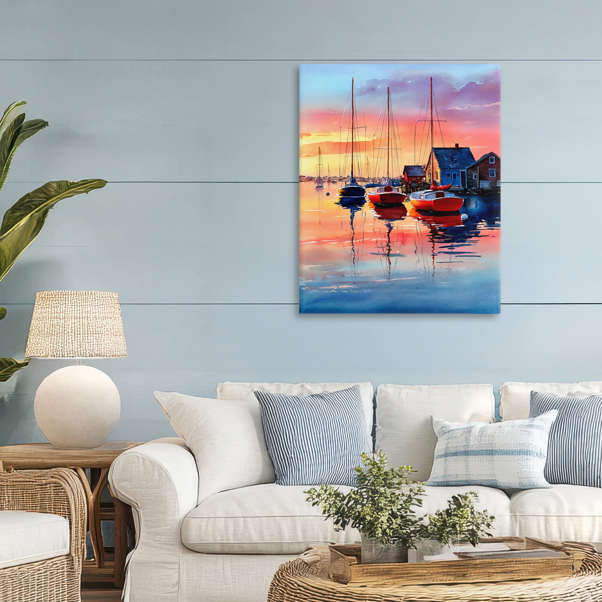 Stupell Industries Vivid Sunset at Docks Canvas Wall Art, design by Franklyn Gregory
