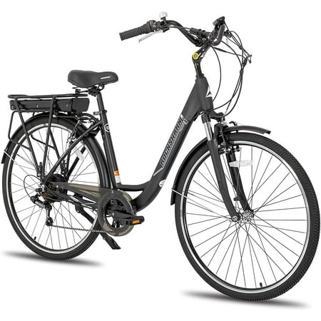 Hiland 700c Aluminum Electric Bike, Electric City Cruiser Bicycle with Removable 36V 10.4Ah Battery & Shimano 7-Speed Shifter, Cummuter Bike for Adult, Grey