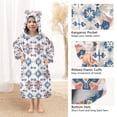 thumbnail image 3 of FORMRS Wearable Blanket Hoodie with Sleeves for Kids Cozy Flannel Sweatshirt, Navy Blossom Mosaic, 3 of 7