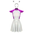 thumbnail image 3 of LiiYii Ensemble de Costume d'Astronaute pour Femmes, Robe Mini Évasée à Manches Courtes avec Cheveux, Violet P, 3 of 8