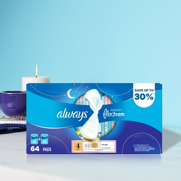 Always Infinity FlexFoam Overnight Pads with Wings