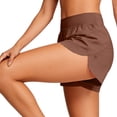thumbnail image 4 of longantii Womens Athletic Shorts Quick Dry High Waisted Yoga Running Shorts Relaxed Fit Mesh Liner Dolphin Shorts with Pockets Brown XL, 4 of 5