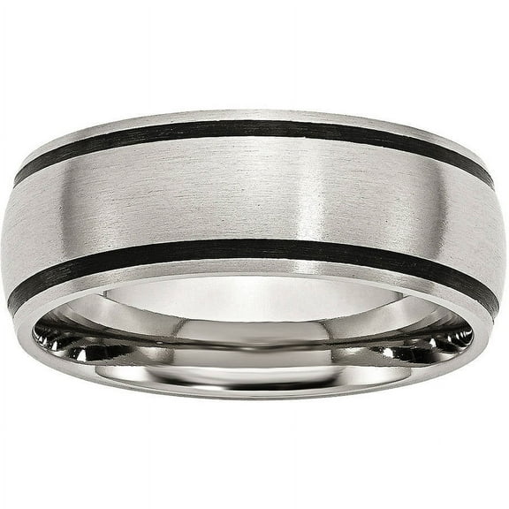 Primal Steel Stainless Steel Black Rubber 8mm Brushed Band