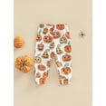 thumbnail image 2 of Franhais Newborn Halloween Leggings, Girls Cartoon Pumpkin Print Elastic Waist Trousers (White), 2 of 7