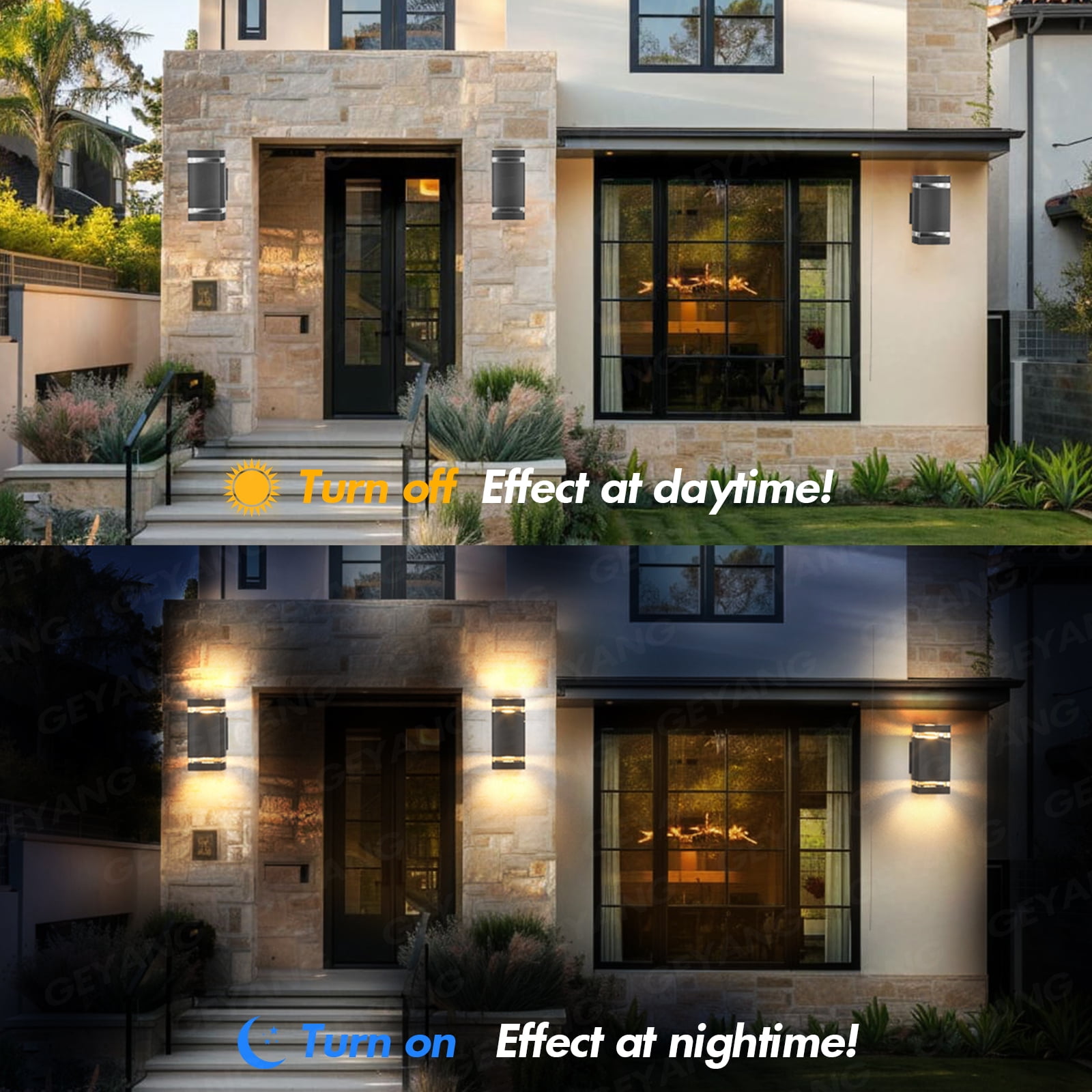 GEYANG outdoor decor Square Up and Down Lights Outdoor Wall Light, IP44 outdoor aluminum waterproof exterior wall lamp,for House Patio Garage Garden.(Excluding light bulbs)