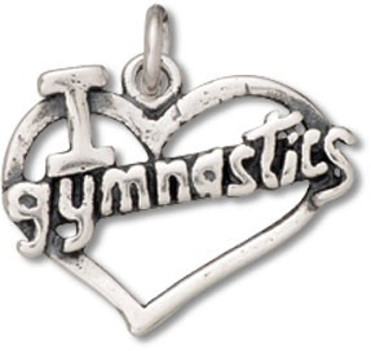 Sterling Silver 7 4.5mm Charm Bracelet With Attached I Heart Love Gymnastics Sports Word Charm