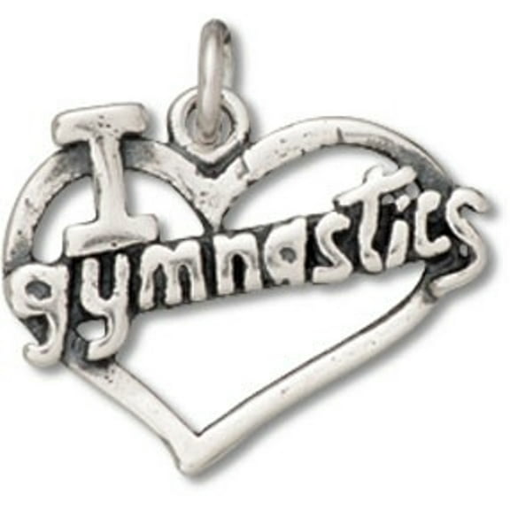 Sterling Silver 16" .8mm Box Chain I Heart Love Gymnastics Pendant Necklace