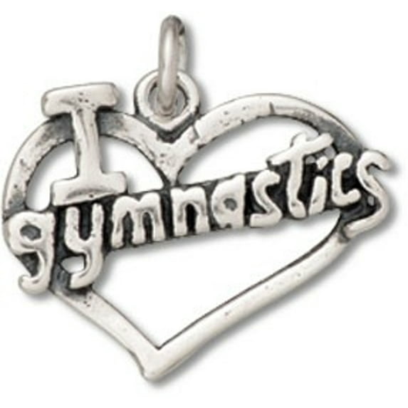 Sterling Silver 30" .8mm Box Chain I Heart Love Gymnastics Pendant Necklace