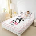 thumbnail image 4 of Feelyou Teens Cartoon Fitness Twin Sheet Sets, Cute Ribbon Bowknot Bedding, 3pcs, 4 of 7