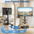 thumbnail image 4 of RTVR Rolling Mobile TV Stand with Swivel Mount & Power Strip for 32"-75" TVs up to 110 lbs, Height Adjustable 2 Shelves Black, 4 of 10