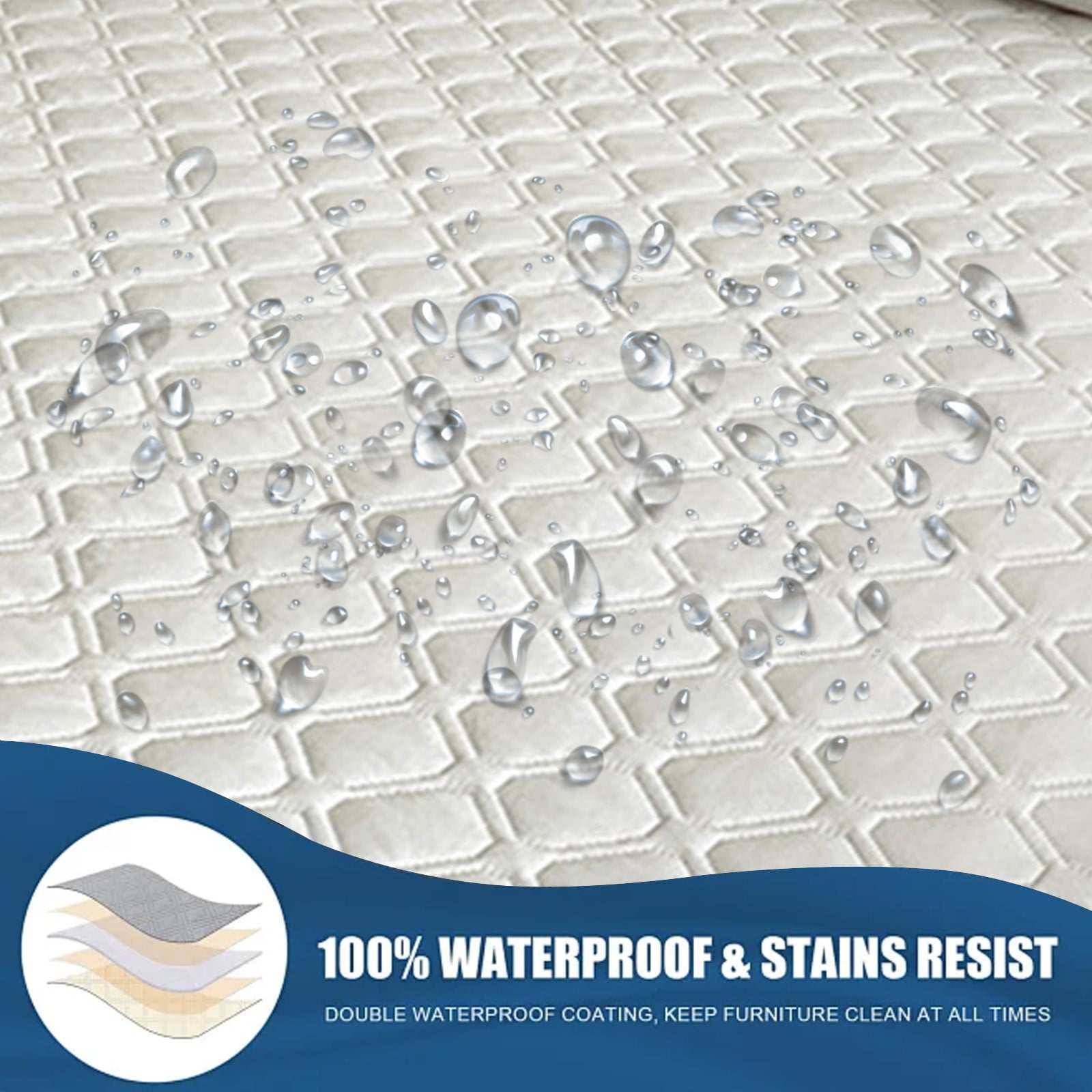 90x200cm Waterproof Mattress Protector Non-slip Soft Fibre Fixed Mattress Cover Ideal for Naked Sleeper