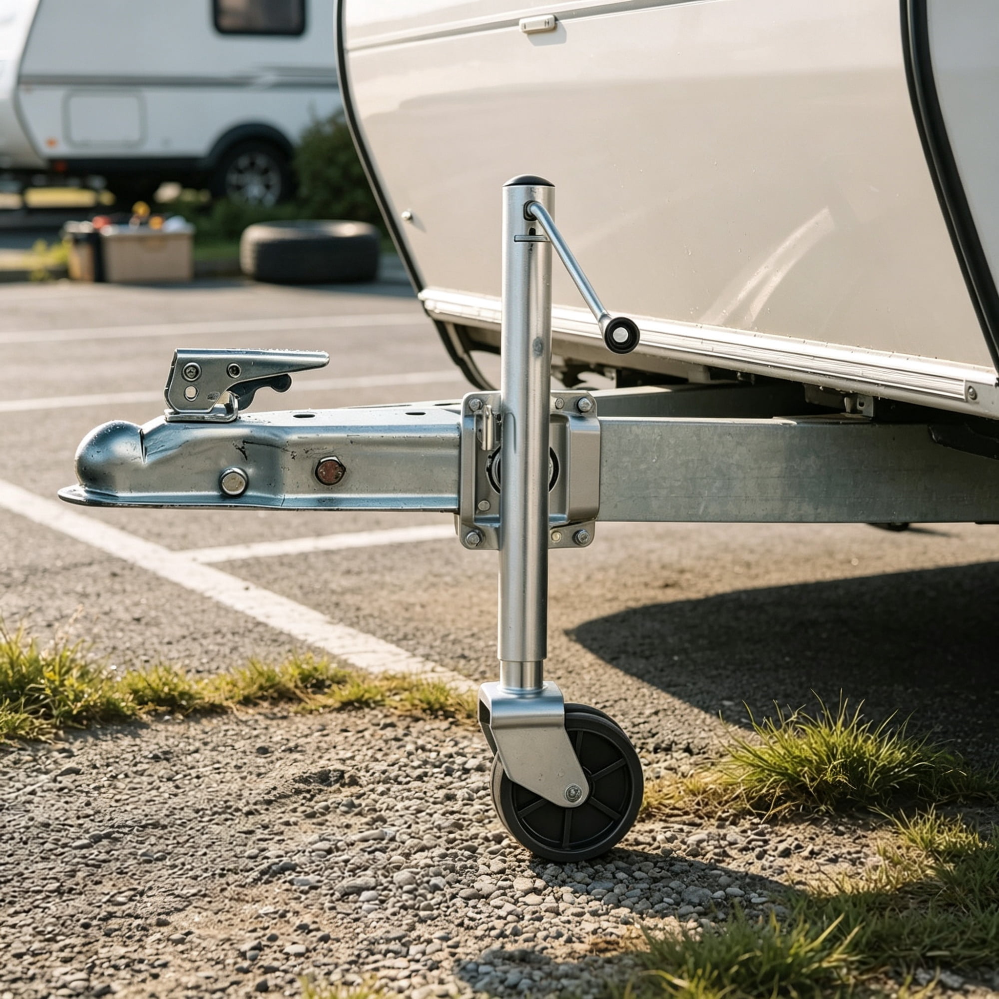 2000 lbs Heavy Duty Swivel Boat Trailer Jack with PP Dual Wheel, 15"-27" Lift Range for RV & Utility Trailers
