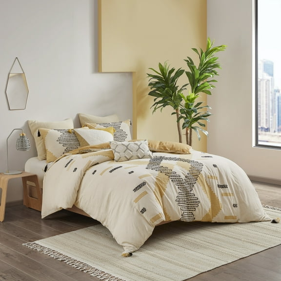INK IVY Arizona 3 Piece Full/Queen Cotton Duvet Cover Set Yellow
