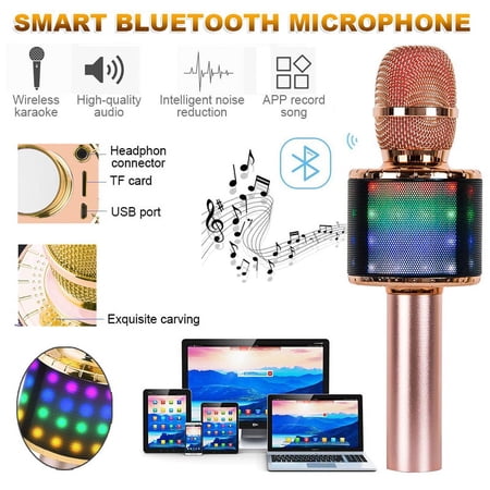 Amerteer 4 in 1 Bluetooth Karaoke Wireless Microphone  Portable Handheld Karaoke Speaker Machine with LED Lights Christmas Birthday Home Party for Android/iPhone/PC or All Smartphone price history on PriceWatchPro