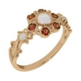 thumbnail image 1 of LBG British Made 9k Rose Gold Real Genuine Opal & Garnet Womens Promise Ring - 33 size options - Size 8.25, 1 of 7