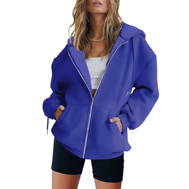 Pisexur Chandails à Capuche Zippés pour Femmes, Décontractés, Légers, Amples, Fins, Haut à Manches Longues, Chandails à Capuche d'Automne, Veste de Survêtement avec Poche