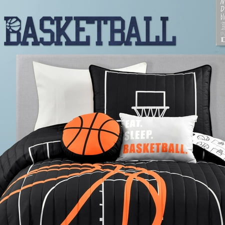 4pc Twin Basketball Game Quilt Set Black/Orange - Lush Décor