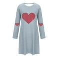 thumbnail image 4 of Byworldtasic Womens Valentines Day Nightgown Long Sleeve Crew Neck Love Heart Printed Dresses, 4 of 6