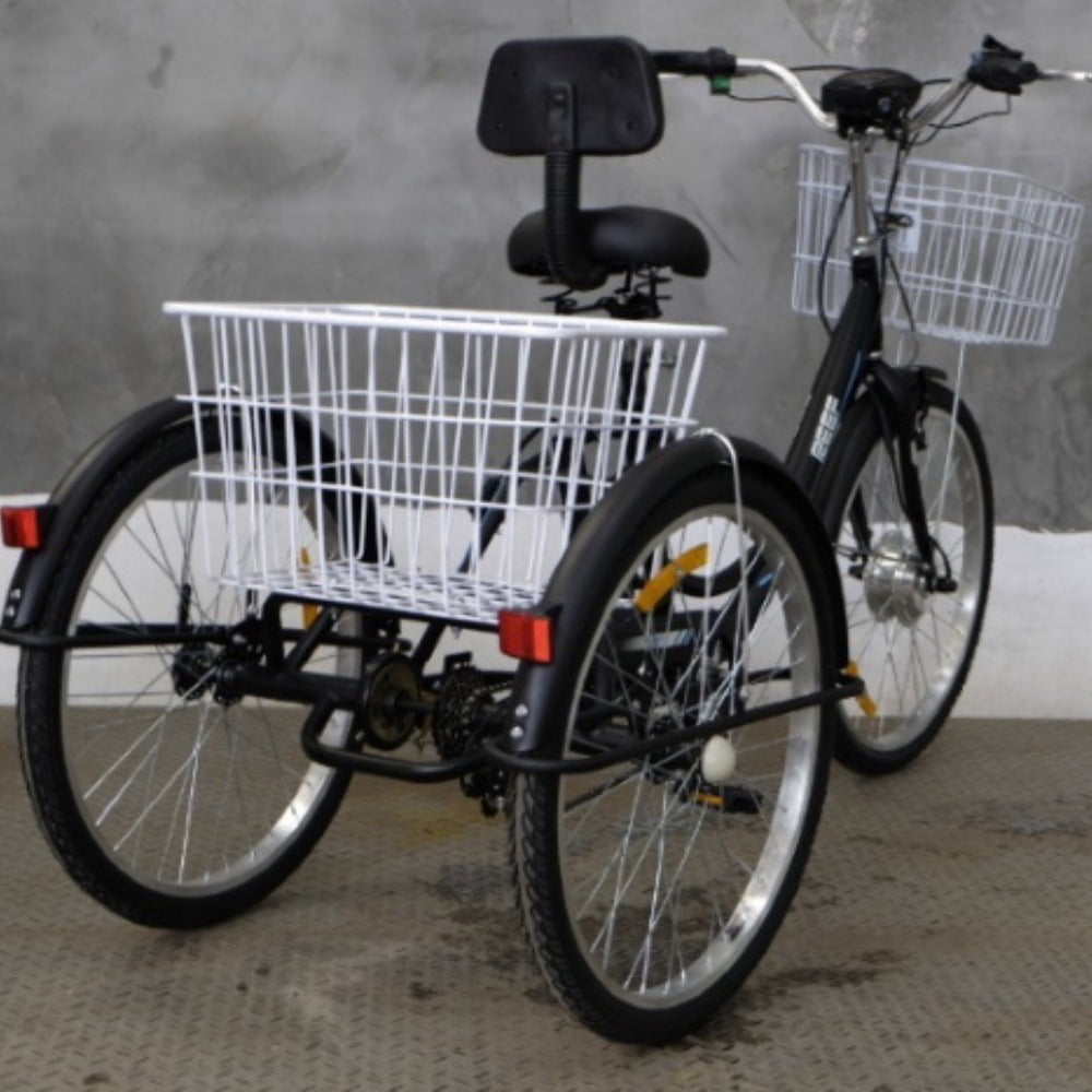 Details about   24"/20" 8 Speed Adult Trike Tricycle 3-Wheel Bike black/white w/ Shopping Basket 