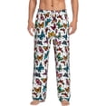 thumbnail image 2 of Lsque Colorful Flying Butterflies Print Men's Pajama Pants, Lounge Pant - Comfortable Home Wear,Elastic Waistband, Stylish Design-Large, 2 of 9
