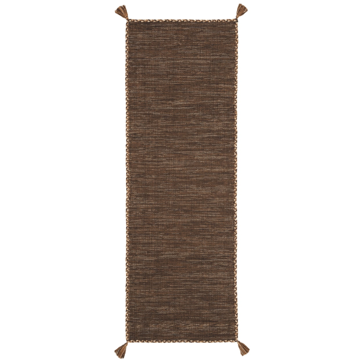 SAFAVIEH Montauk Bijar Jace Solid Soft Braided Cotton Runner Rug, Brown/Black, 2'3" x 7'