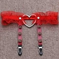 thumbnail image 3 of Travelwant 1Pairs Gothic Studded Heart Garters Leg Ring Leg Elastic Punk Harness Garter Belt Adjustable Suspender with 2 Metal Clips, 3 of 6