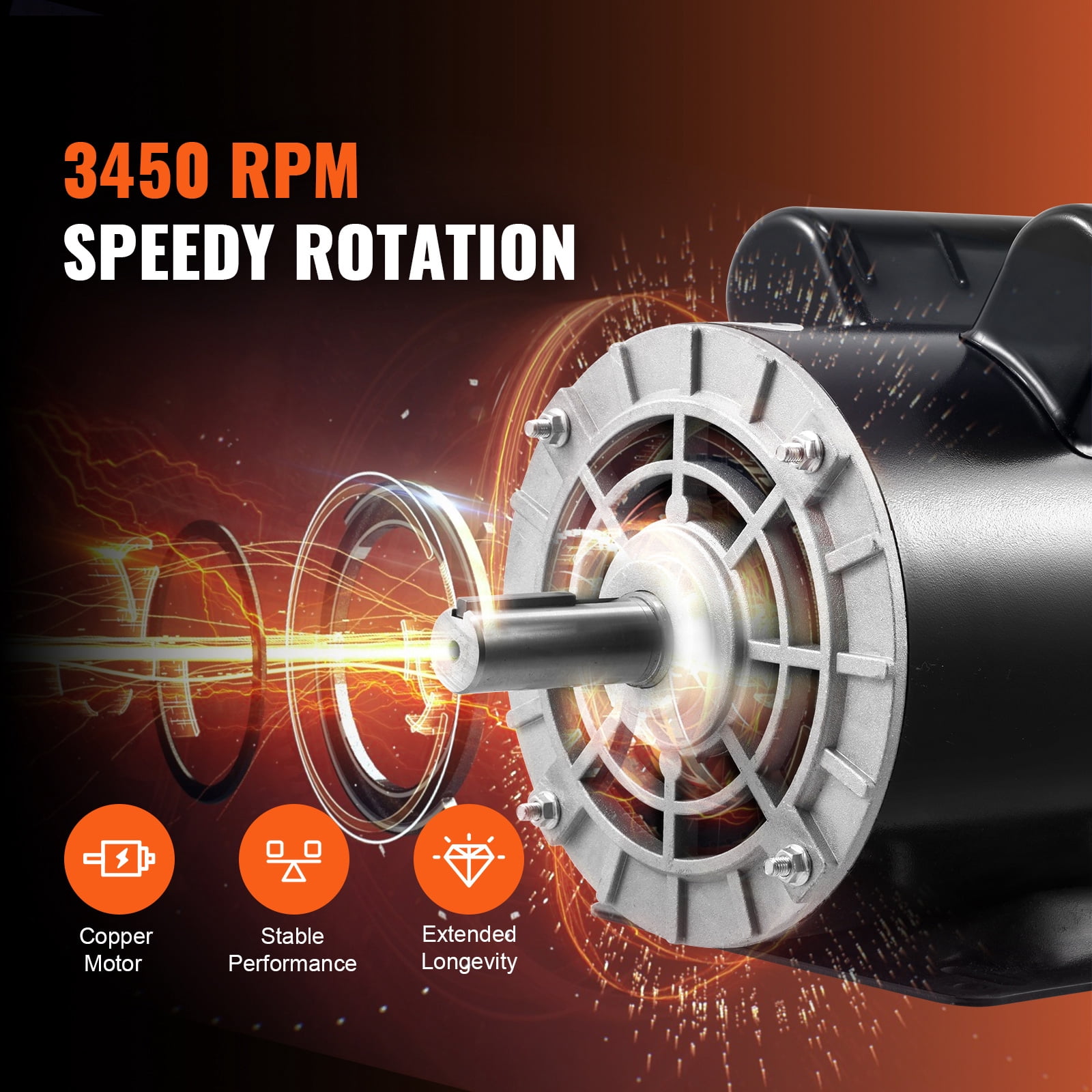 SKYSHALO 5HP Air Compressor Electric Motor, 230V 22 Amps, 56HZ Frame 3450RPM, 7/8" Keyed Shaft, CW/CCW Rotation, 2.25" Shaft Length for Air Compressors Has Obtained CSA Certification