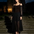 thumbnail image 5 of Plus Size Halloween Dress for Women Cold Shoulder Lace Up Long Sleeve Mesh Gown Costume Party, 5 of 8