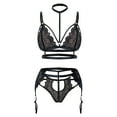 thumbnail image 2 of Gibobby Conjunto de lencería Lenceria Sexy para Mujer Ropa Interior Sensual de una Pieza Erotica de Encaje con Cuello V Pijama Tirantes(Negro, CH), 2 of 5