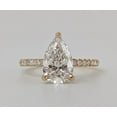 thumbnail image 2 of Jewelerix Pear Cut Moissanite Engagement Ring, Solitaire Teardrop Center Stone with Pave Band, 10K Yellow Gold Vermeil Bridal Wedding Ring for Women, 2 of 7