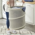 Better Homes & Gardens Charleston Collection Grey Spiral PopUp Hamper with Fabric Handles