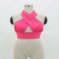 thumbnail image 2 of Haut Court Sans Manches à Bretelles Croisées devant Découpé Col Halter Dos Nu Gilet Bandage Tops d'Été, 2 of 2