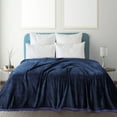 thumbnail image 1 of PiccoCasa Couverture en Molleton Flanelle Douce et Chaude à Grand Ourlet Simple TG Bleu Marine, 1 of 10
