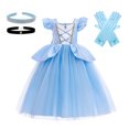 thumbnail image 3 of Vestido de princesa de Disney para niñas, traje de Cenicienta de Halloween con lazo de lentejuelas, traje de fiesta de cumpleaños, vestido de baile elegante de 2 a 10T, 3 of 5