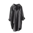 thumbnail image 3 of Jackets For Women Damen Musselin Bluse, Lightweight Breathable Cotton Linen Long Sleeve Solid Casual Top 1PC , Gray 4XL, Size S-5XL, 3 of 3