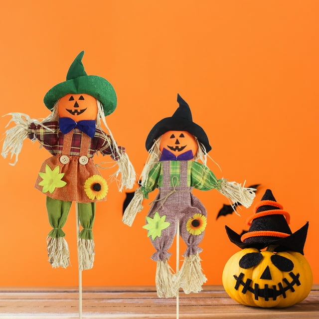 Scarecrow Decor Attractive Colorful with Bucket Halloween Adorable Scarecrow for Garden