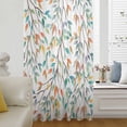 thumbnail image 5 of Teal Orange Eucalyptus Sheer Curtains 45 Inches Long, Weeping Botanical Leaves Light Filering Curtains, Breathable Simi Curtain Privacy Drapes for Kitchen Bathroom Lightweight Small Window Treatment, 5 of 9