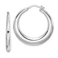 thumbnail image 1 of 925 Sterling Silver Tapered Round Hoop Earrings, 1 of 6