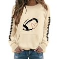 thumbnail image 3 of Sorvello Women's Football Graphic Sweatshirt Game Day Pullover Soft Breathable Cozy Long Raglan Sleeve Streetwear Fall Casual Athletic Top for Women Beige L, 3 of 7