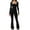 Black, variant on successthop Womens Long Sleeve Jumpsuit Strecth Square Neck One Piece Wide Leg Long Pants Solid Fall Winter Lounge Wear