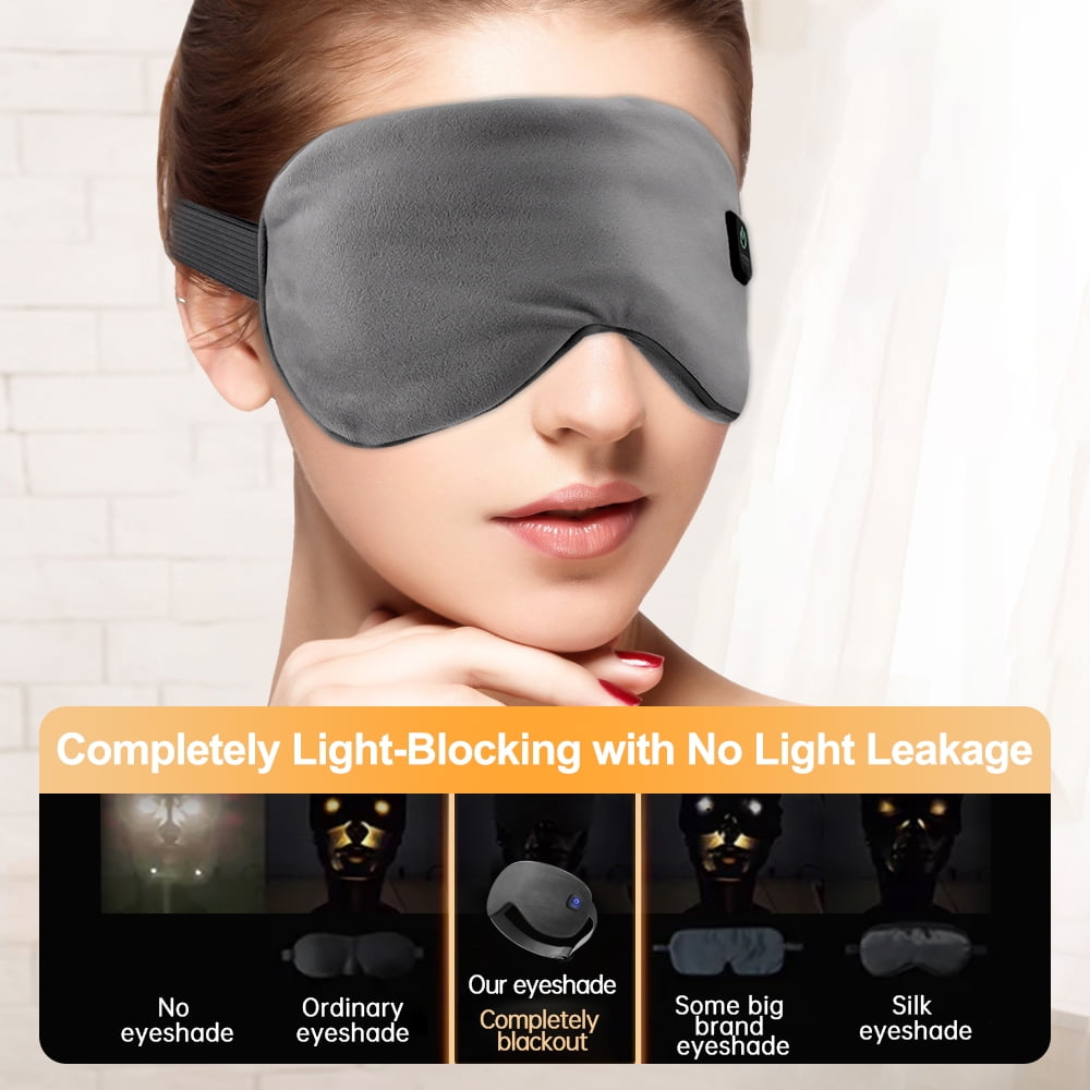 Cordless Heated Eye Mask, 3 Heat Levels Rechargeable Eye Heating Pad, Warm Eye Compress, Washable Sleep Mask, Home Travel Office (Black)